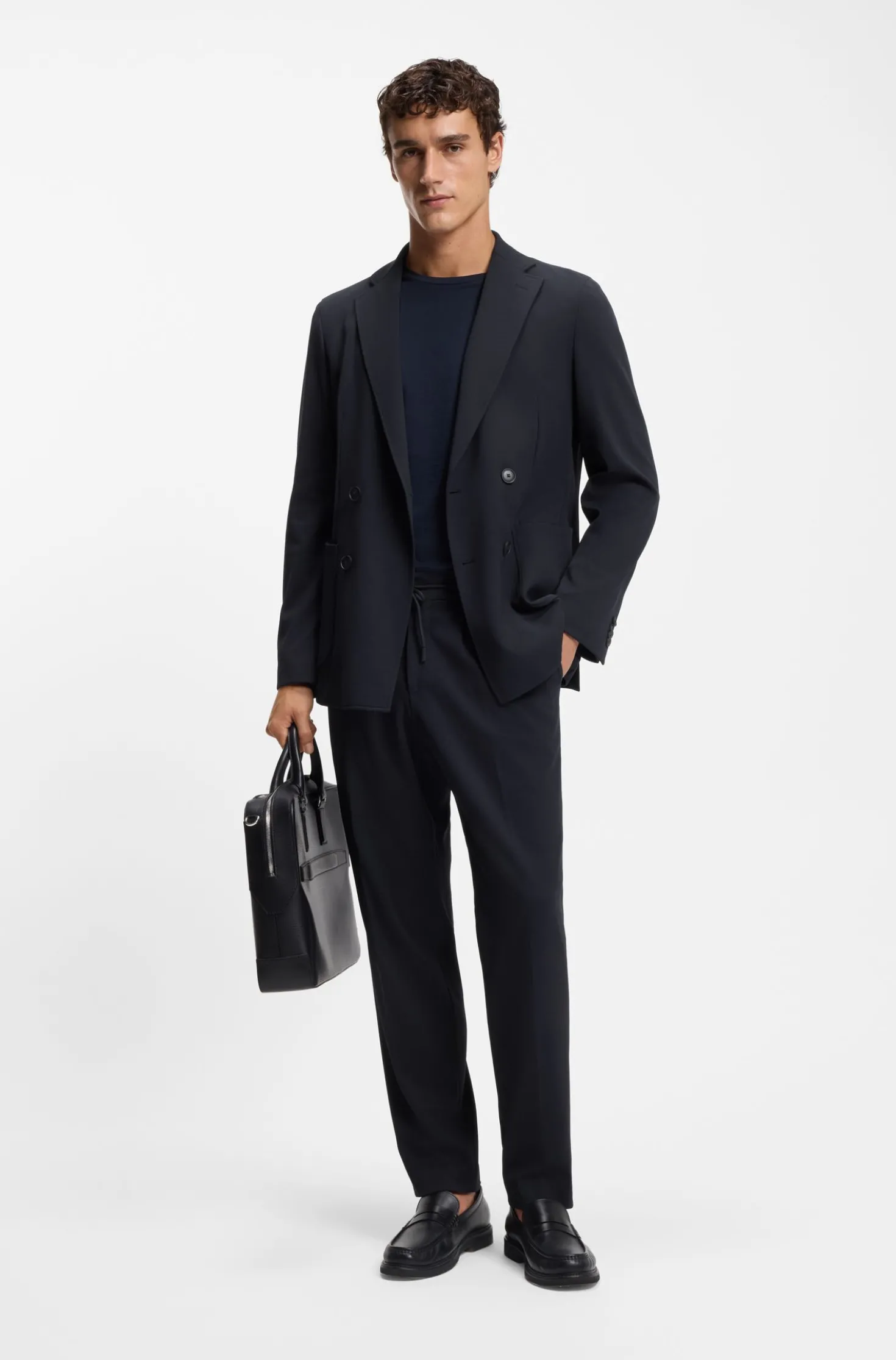 Two-piece slim-fit suit in performance-stretch fabric