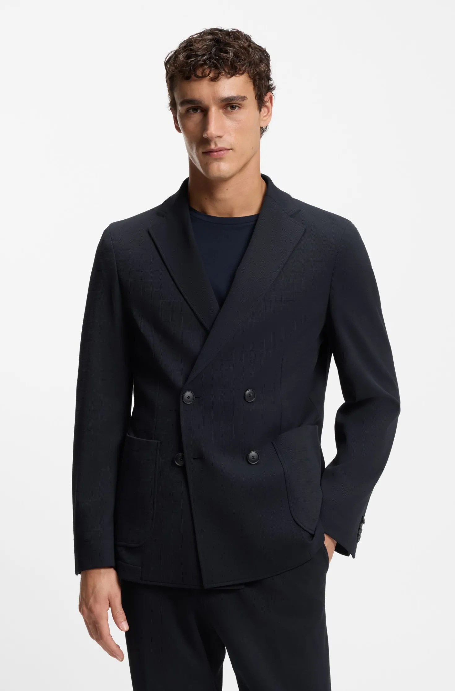 Two-piece slim-fit suit in performance-stretch fabric