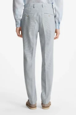 Two-piece slim-fit suit in stretch seersucker fabric