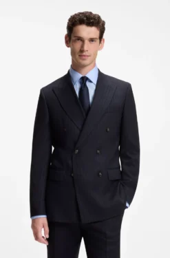Two-piece slim-fit suit in striped stretch wool