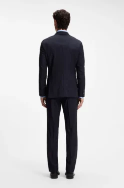 Two-piece slim-fit suit in striped stretch wool