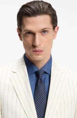 Two-piece slim-fit suit in striped fabric