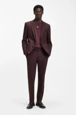 Two-piece slim-fit suit in wool-blend poplin