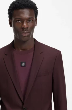 Two-piece slim-fit suit in wool-blend poplin