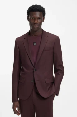 Two-piece slim-fit suit in wool-blend poplin