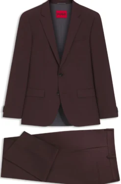 Two-piece slim-fit suit in wool-blend poplin