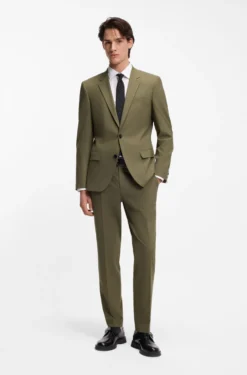 Two-piece slim-fit suit in wool-blend poplin