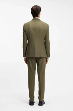 Two-piece slim-fit suit in wool-blend poplin