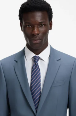 Two-piece slim-fit suit in wool-blend poplin