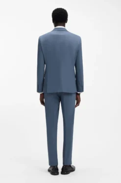 Two-piece slim-fit suit in wool-blend poplin