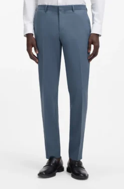 Two-piece slim-fit suit in wool-blend poplin