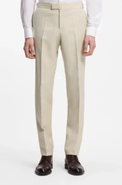 Two-piece slim-fit tuxedo suit in virgin wool and linen