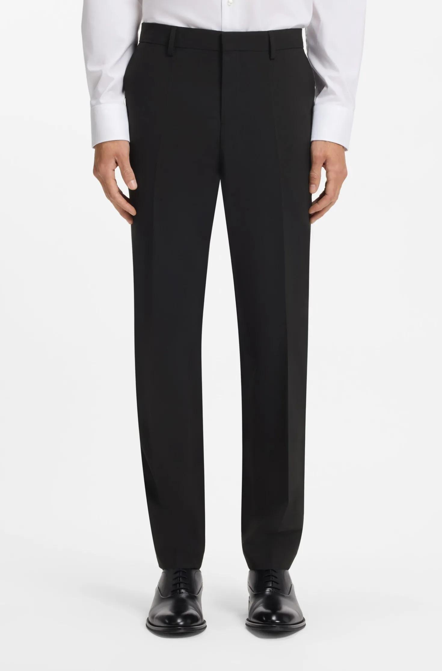 Two-piece suit in a melange stretch-wool blend