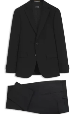 Two-piece suit in a melange stretch-wool blend