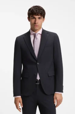 Two-piece suit in a melange stretch-wool blend