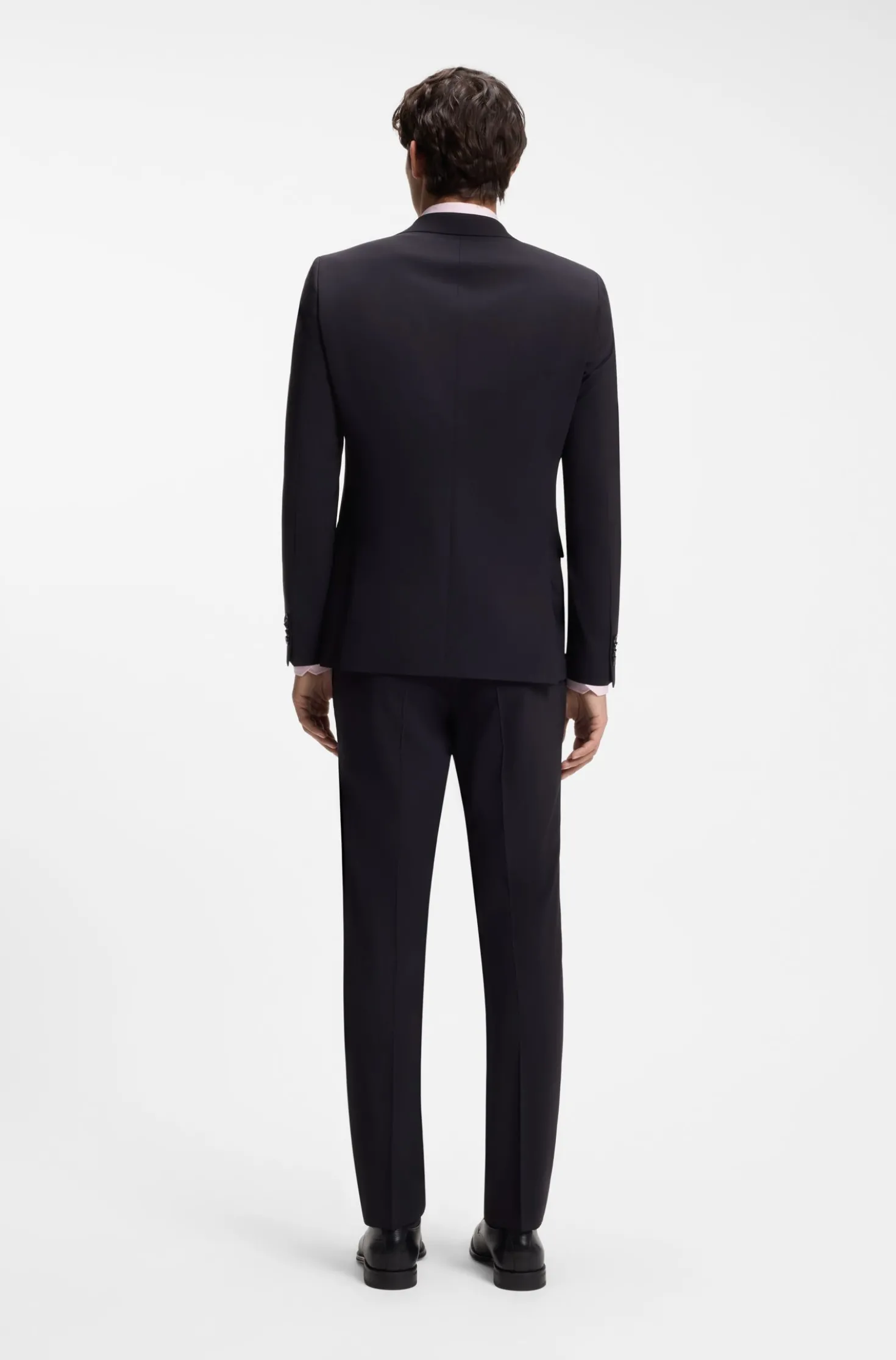 Two-piece suit in a melange stretch-wool blend