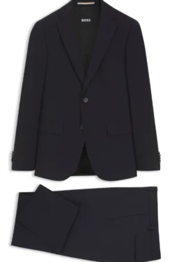 Two-piece suit in a melange stretch-wool blend