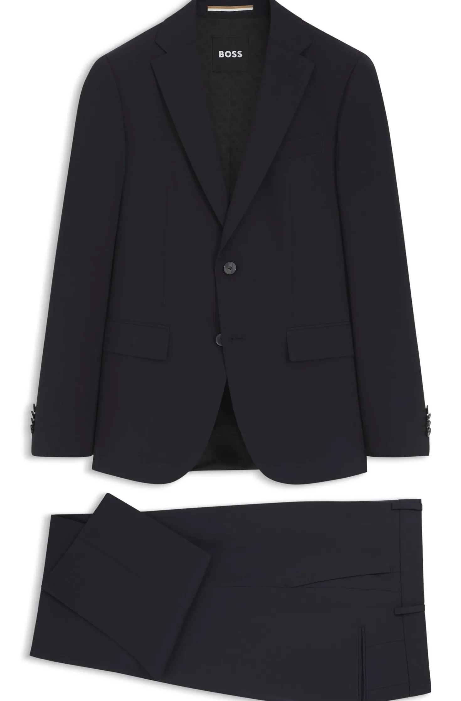 Two-piece suit in a melange stretch-wool blend