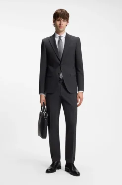 Two-piece suit in a melange stretch-wool blend