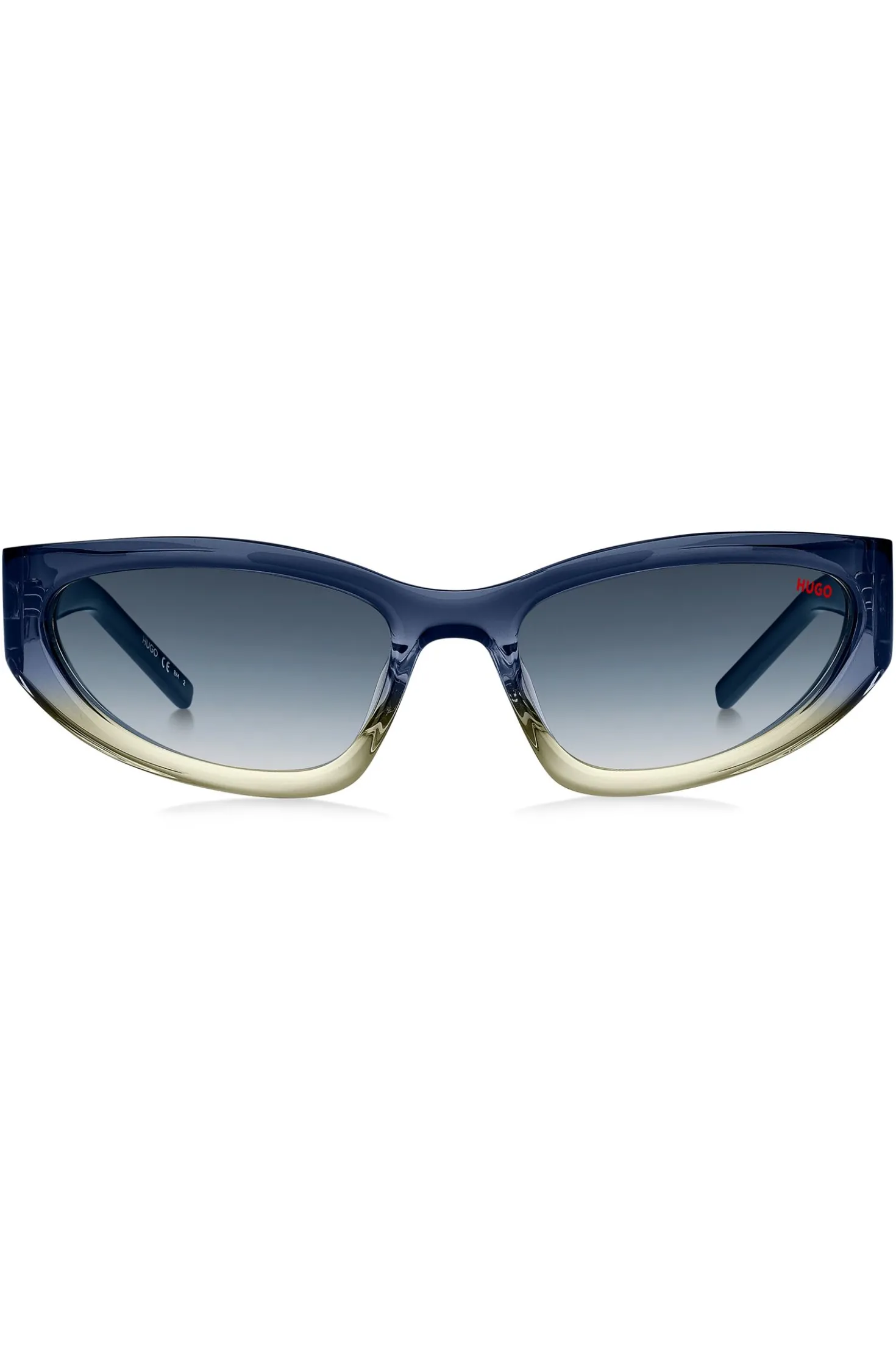 Two-tone sunglasses in blue and yellow acetate