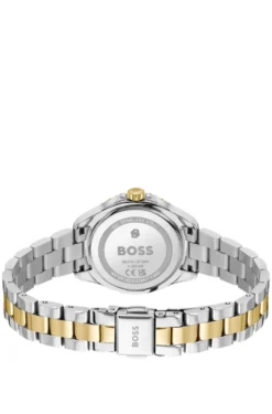 Two-tone watch with epoxy-filled bezel