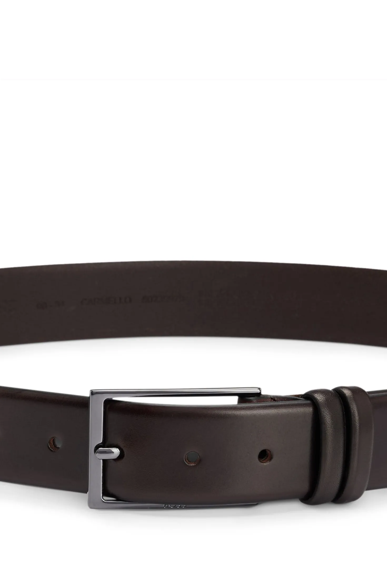 Vegetable-tanned leather belt with gunmetal hardware