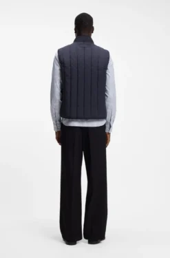Vertical-quilted gilet with logo detail