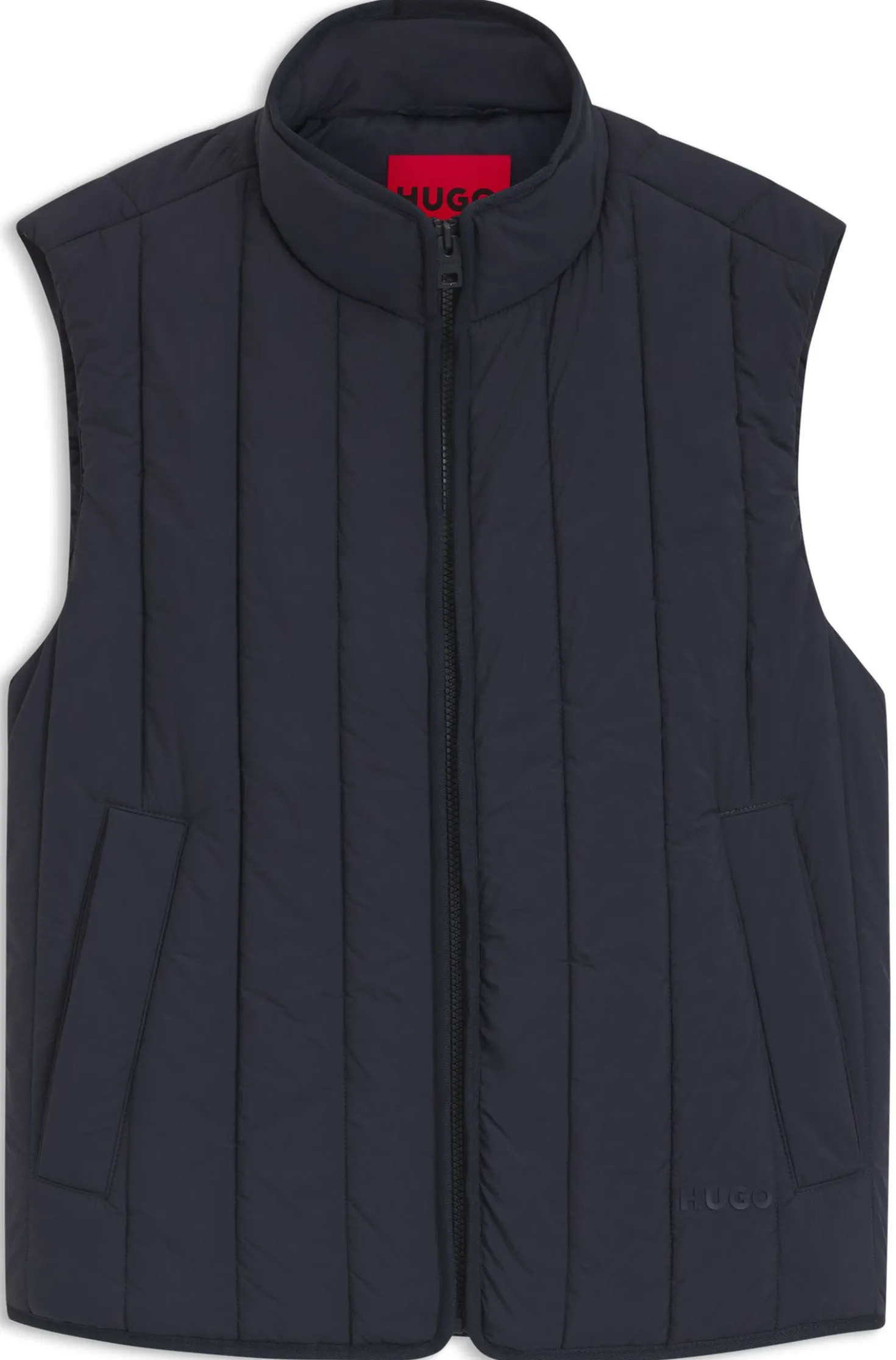 Vertical-quilted gilet with logo detail