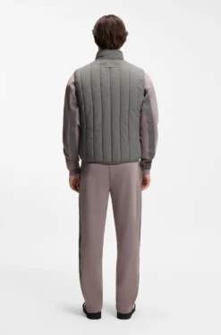 Vertical-quilted gilet with logo detail