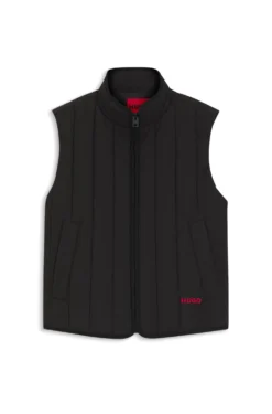 Vertical-quilted gilet with logo detail