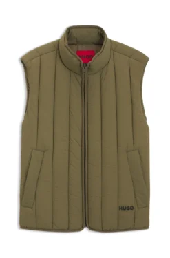 Vertical-quilted gilet with logo detail