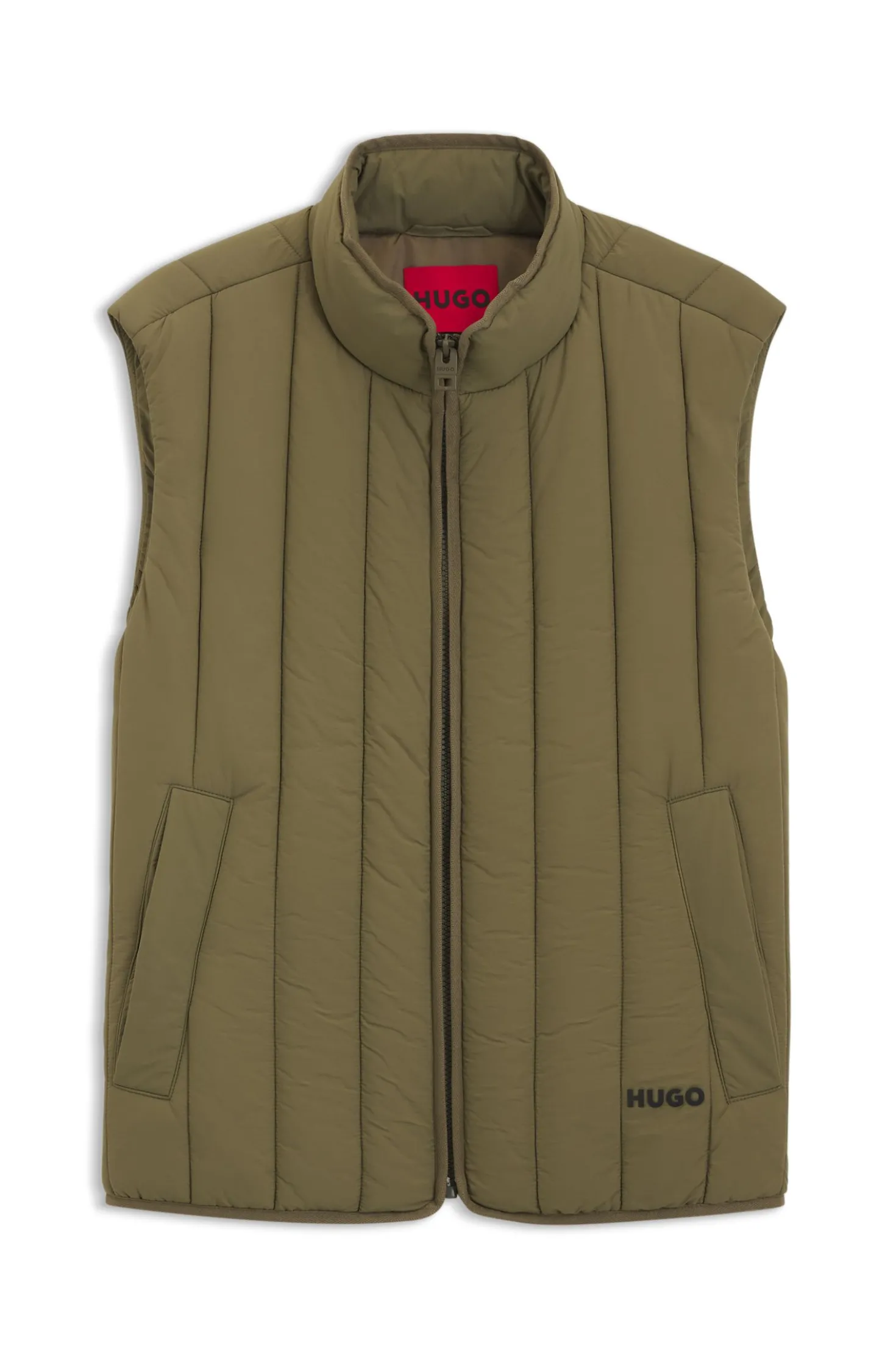Vertical-quilted gilet with logo detail
