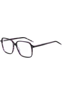 Violet-horn optical frames with temple logo