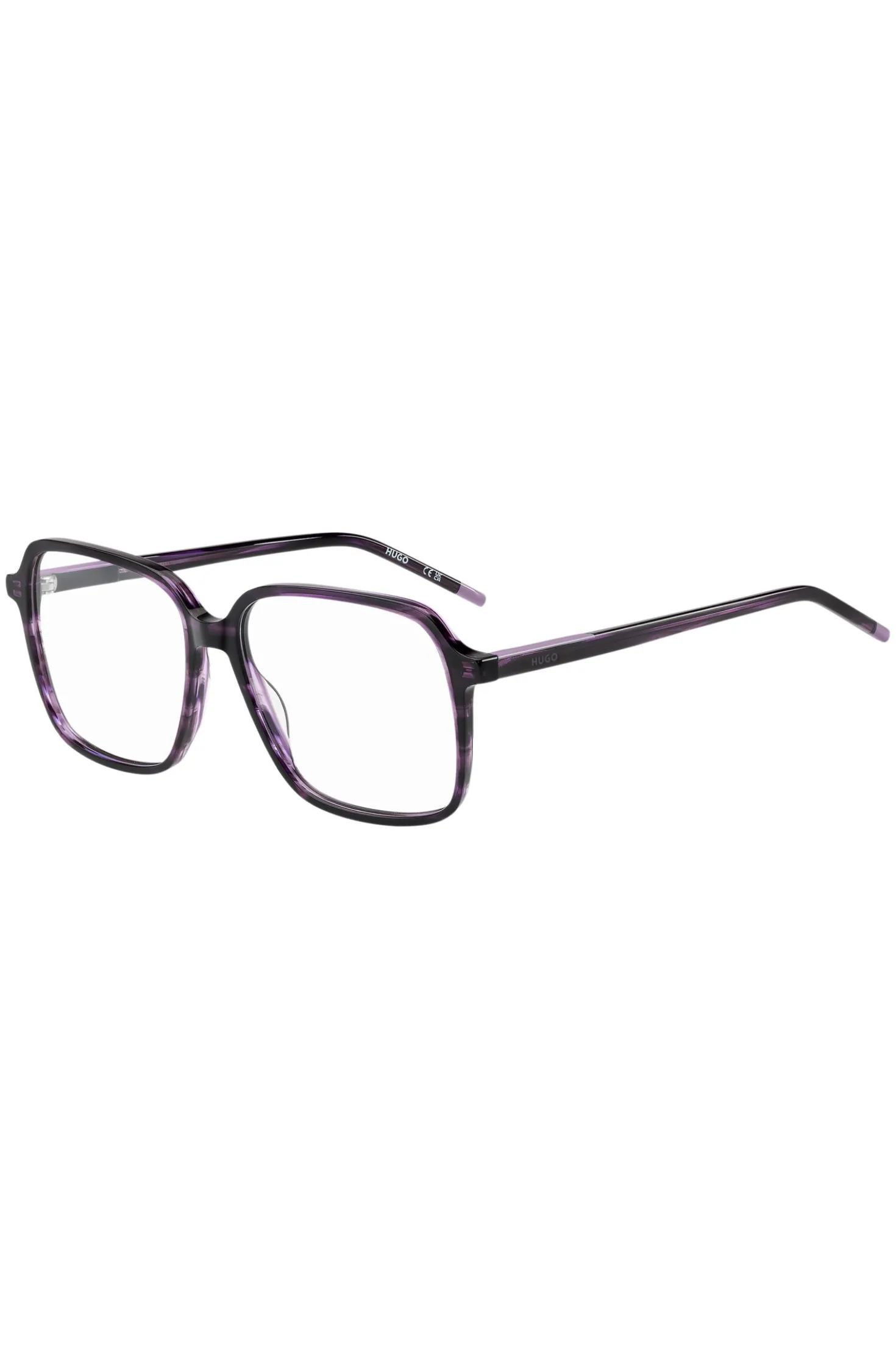Violet-horn optical frames with temple logo