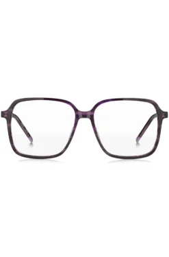 Violet-horn optical frames with temple logo