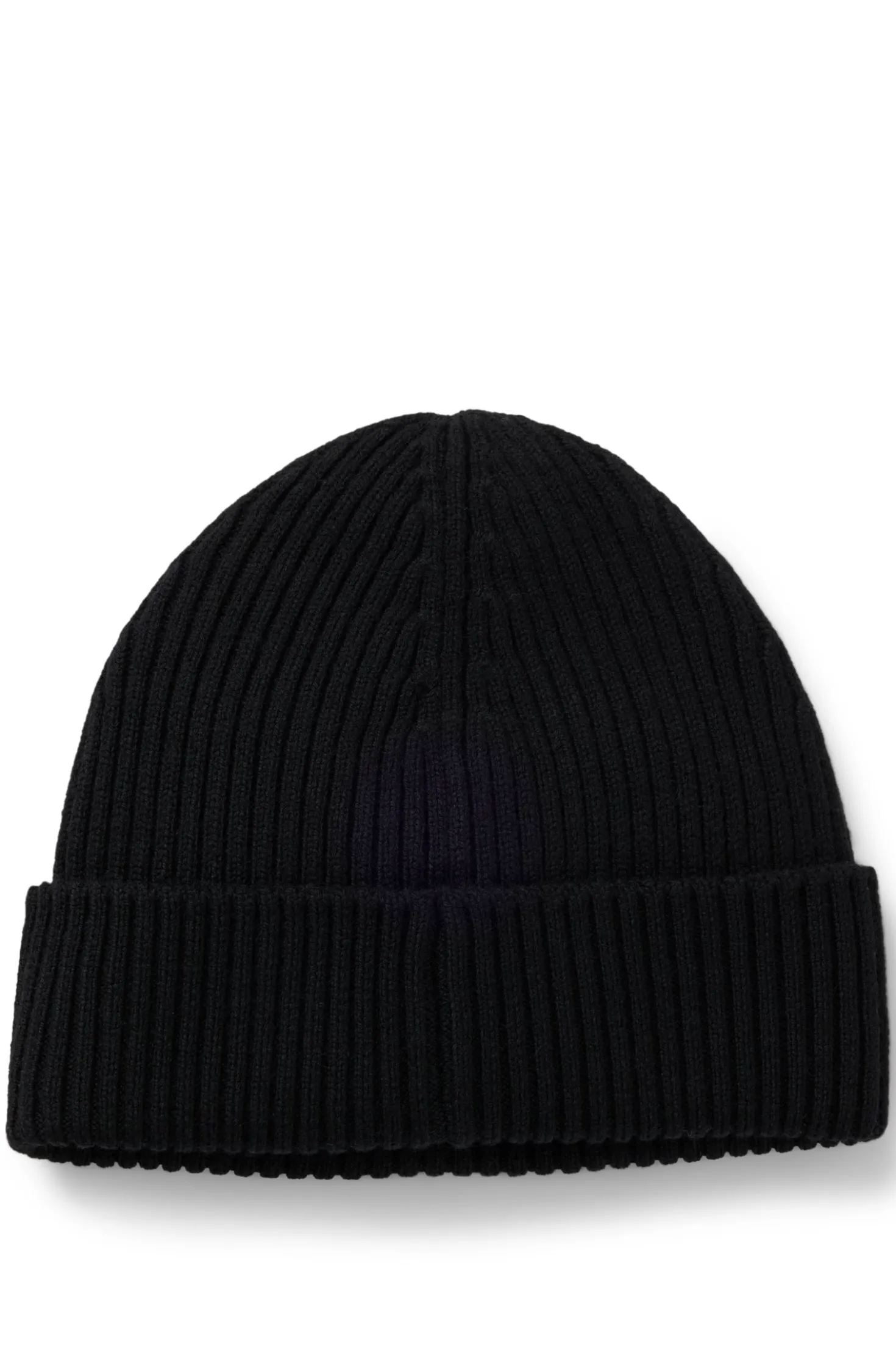 Virgin-wool beanie hat with stacked logo