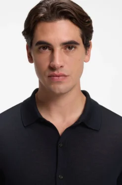 Virgin wool cardigan with a polo collar
