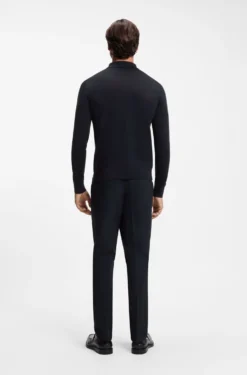 Virgin wool cardigan with a polo collar