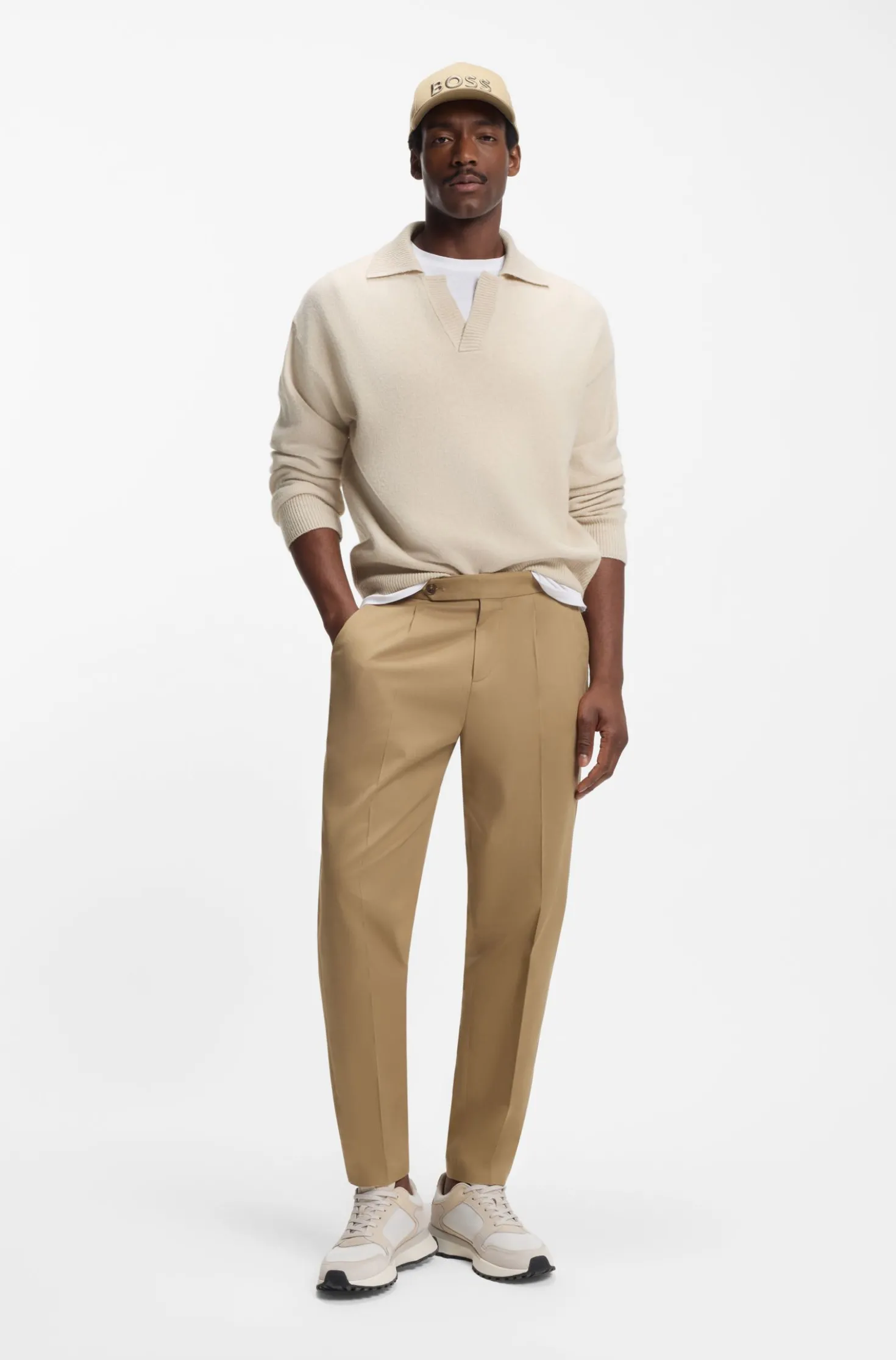 Virgin-wool sweater with Johnny collar