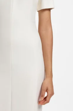 V-neck business dress with seam details