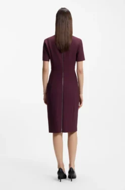V-neck business dress with seam details