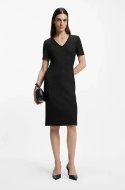 V-neck dress in stretch fabric