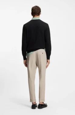 V-neck sweater in cotton with logo embroidery