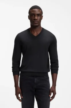 V-neck sweater in extra-fine merino wool