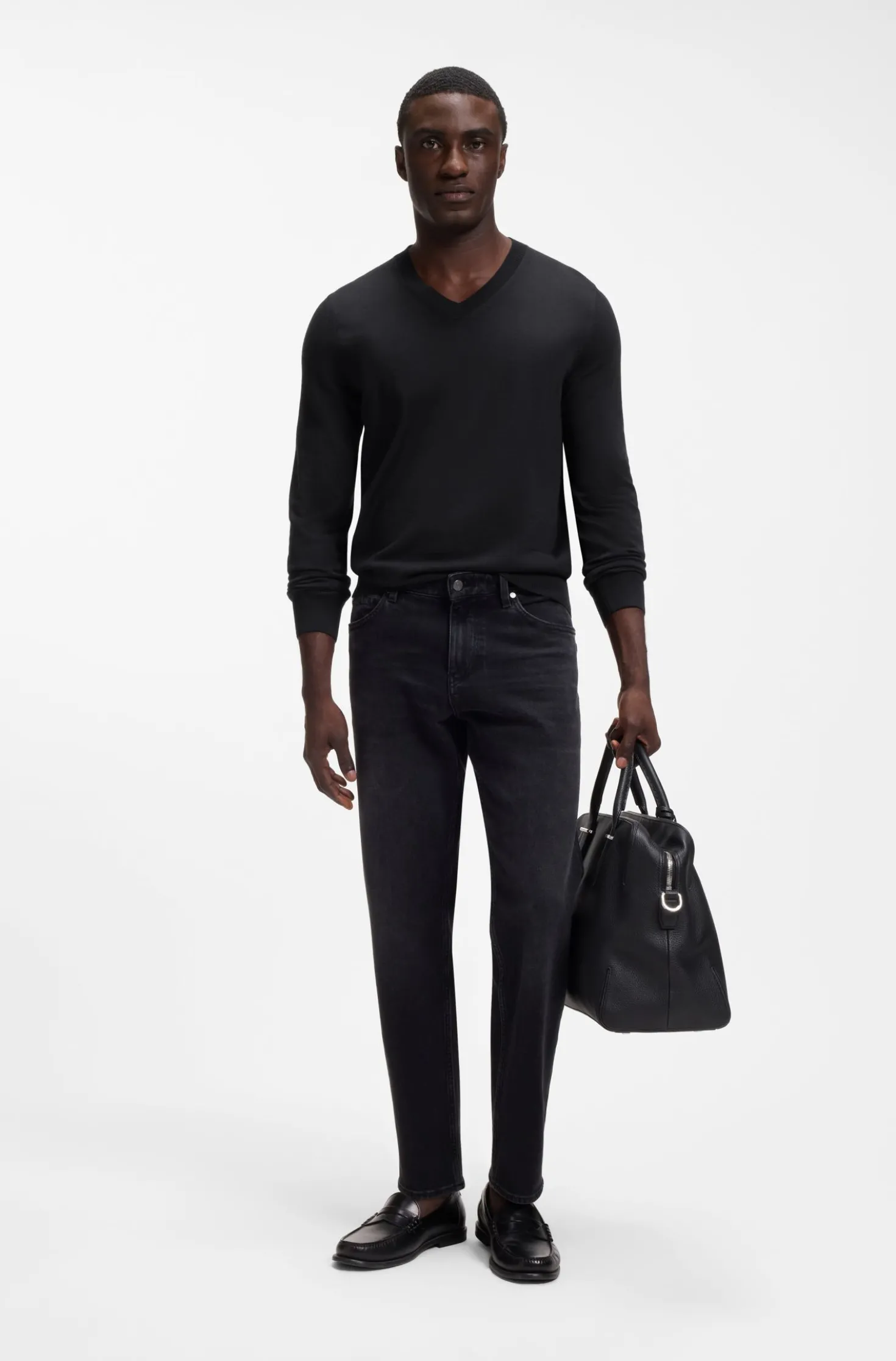 V-neck sweater in extra-fine merino wool