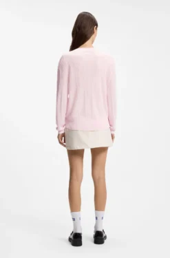 V-neck sweater with semi-sheer structure