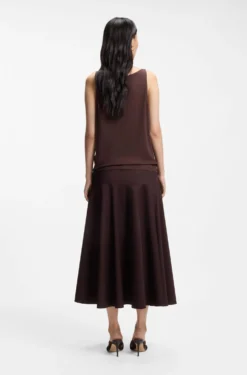 V-neck top in cotton and linen