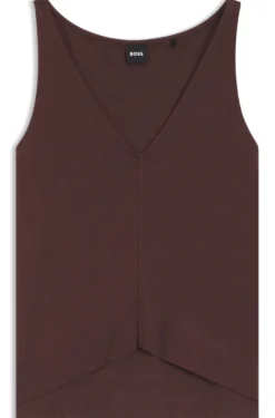 V-neck top in cotton and linen