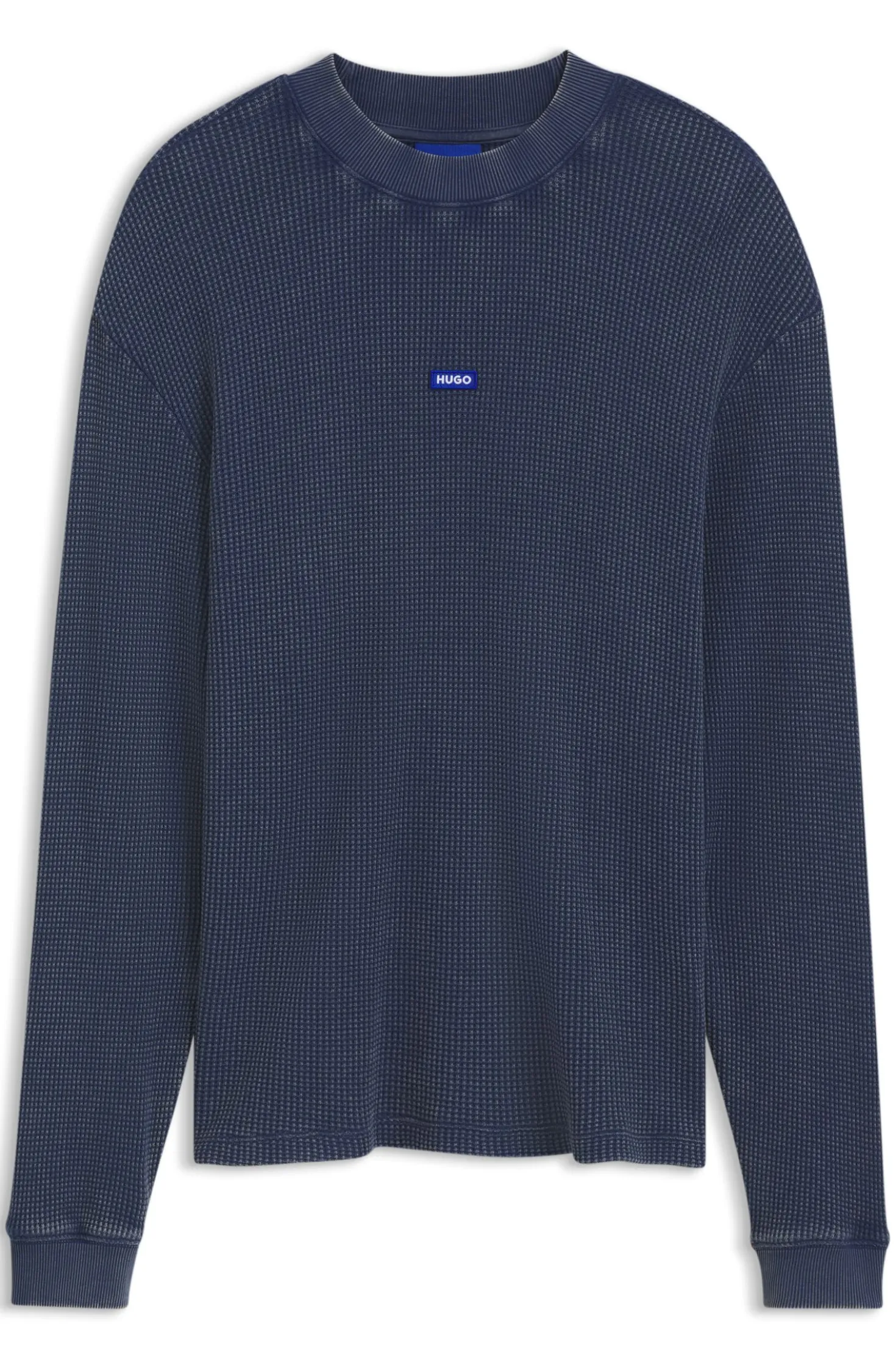 Waffle-cotton T-shirt with logo badge