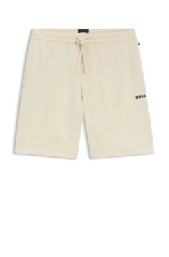 Waffle-structured pyjama shorts with embroidered logo